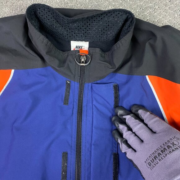 Vintage 90s Nike Storm Fit Running Jacket Mens Medium Weather Blue Orange Vented - Picture 7 of 15